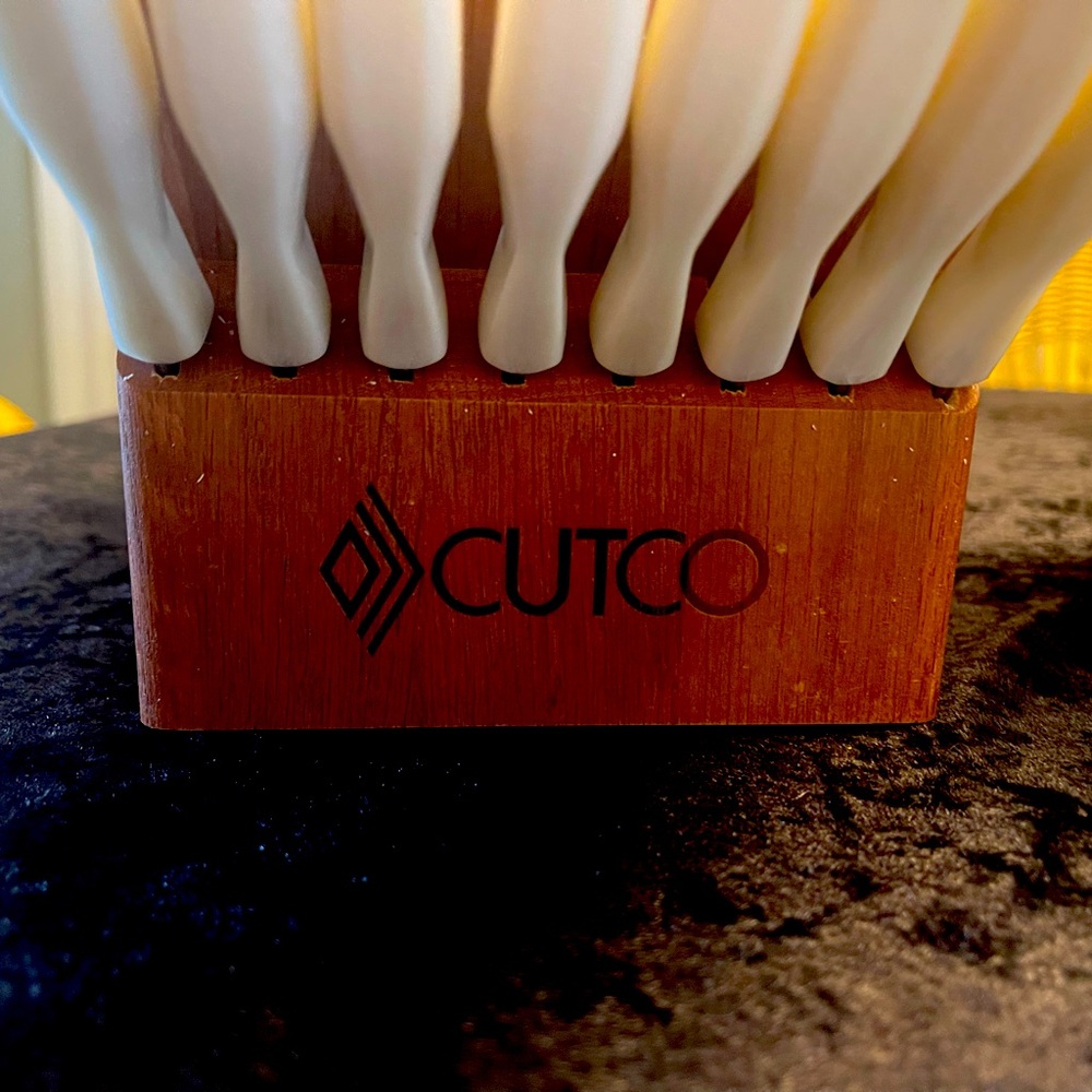 CUTCO knife, and utensil set in perfect condition-Includes new knife sharpener.